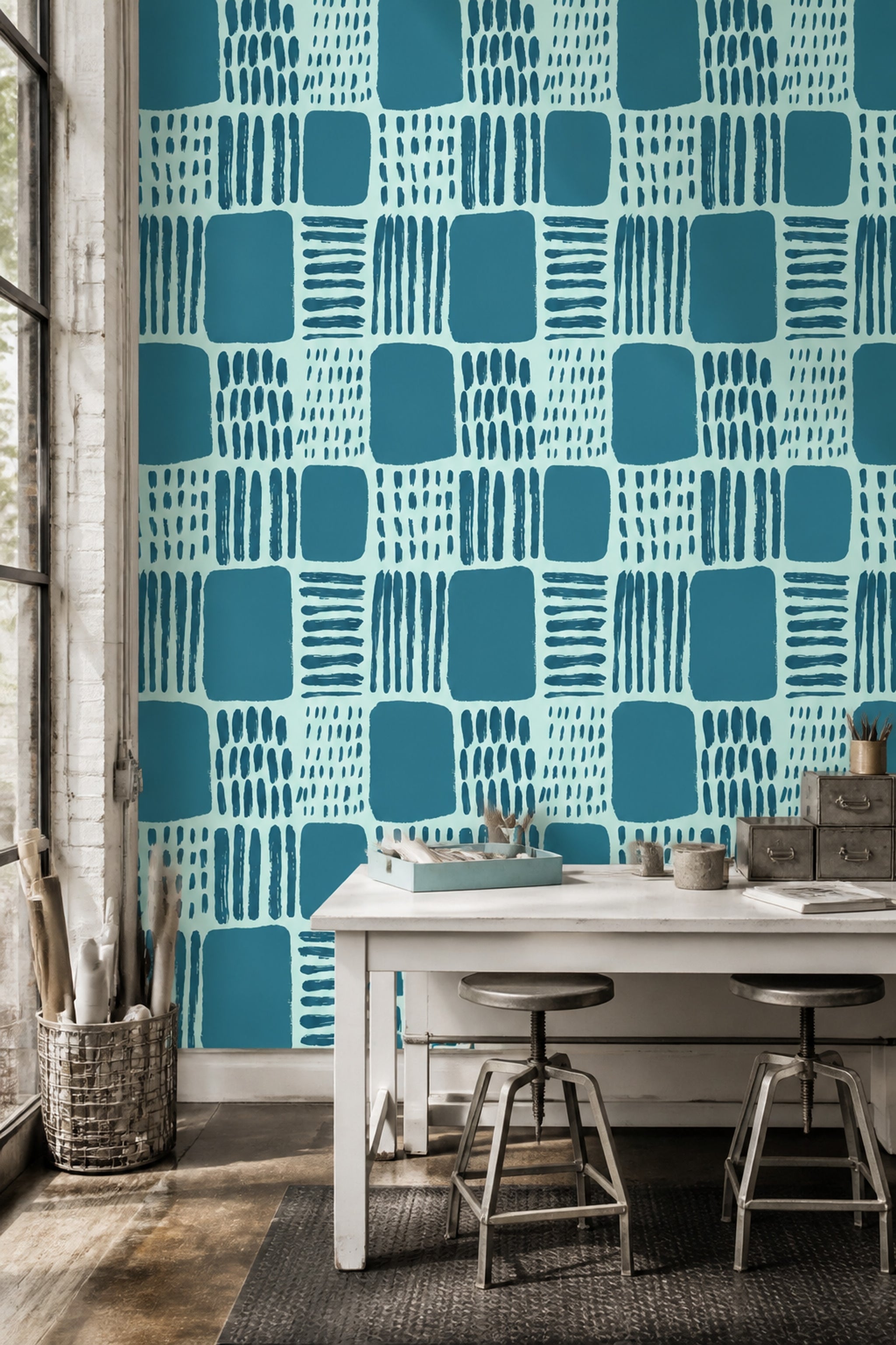 Abstract Wallpaper Geometric Removable Brushstroke Wall Double Roll