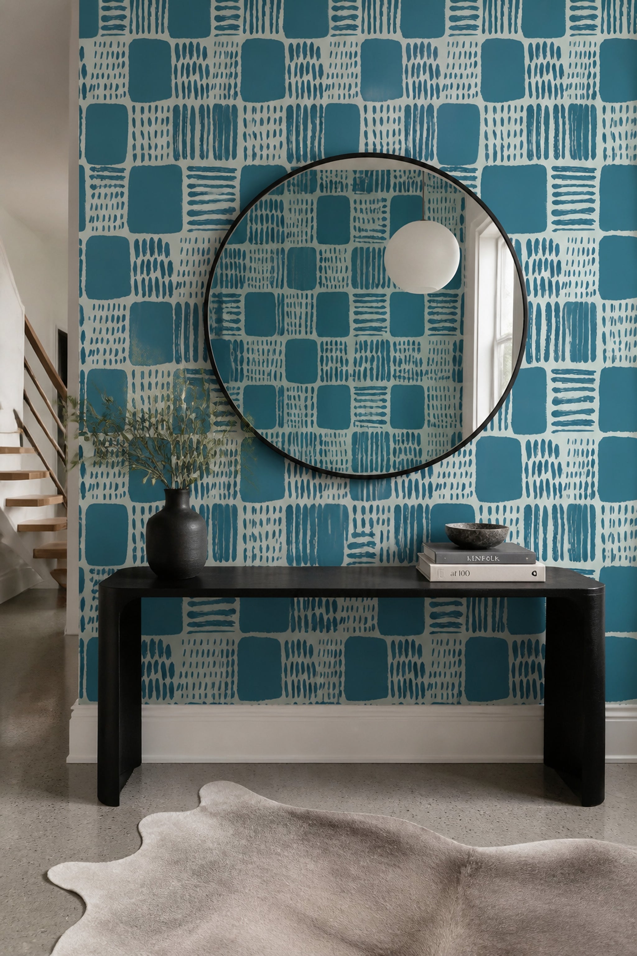 Abstract Wallpaper Geometric Removable Brushstroke Wall Double Roll