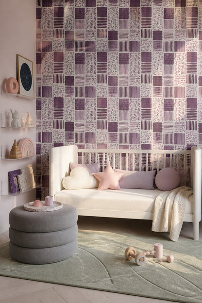 Geometric Blocks Wallpaper Brushstroke Texture Mauve Removable Wall Decor