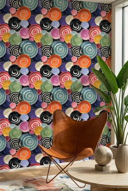 Geometric Circles Wallpaper Spirals Modern Art Decorative Mural