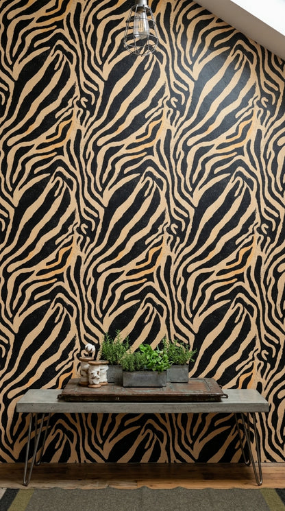 Zebra Print Wallpaper Animal Pattern Removable Abstract Stripes Wall Double Roll