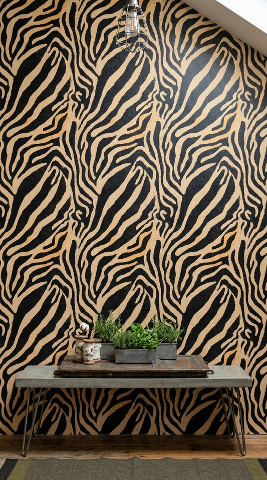 Zebra Print Wallpaper Animal Pattern Removable Abstract Stripes Wall Double Roll