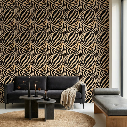Zebra Print Wallpaper Animal Pattern Removable Abstract Stripes Wall Double Roll