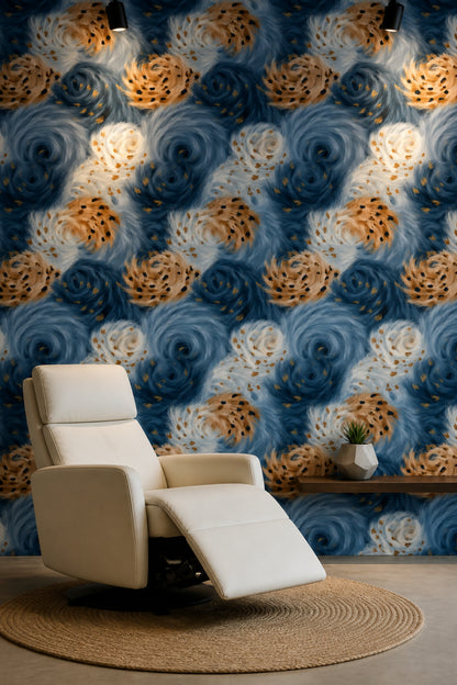 Abstract Wallpaper Animal Print Swirling Fur Texture Removable Wall Decor