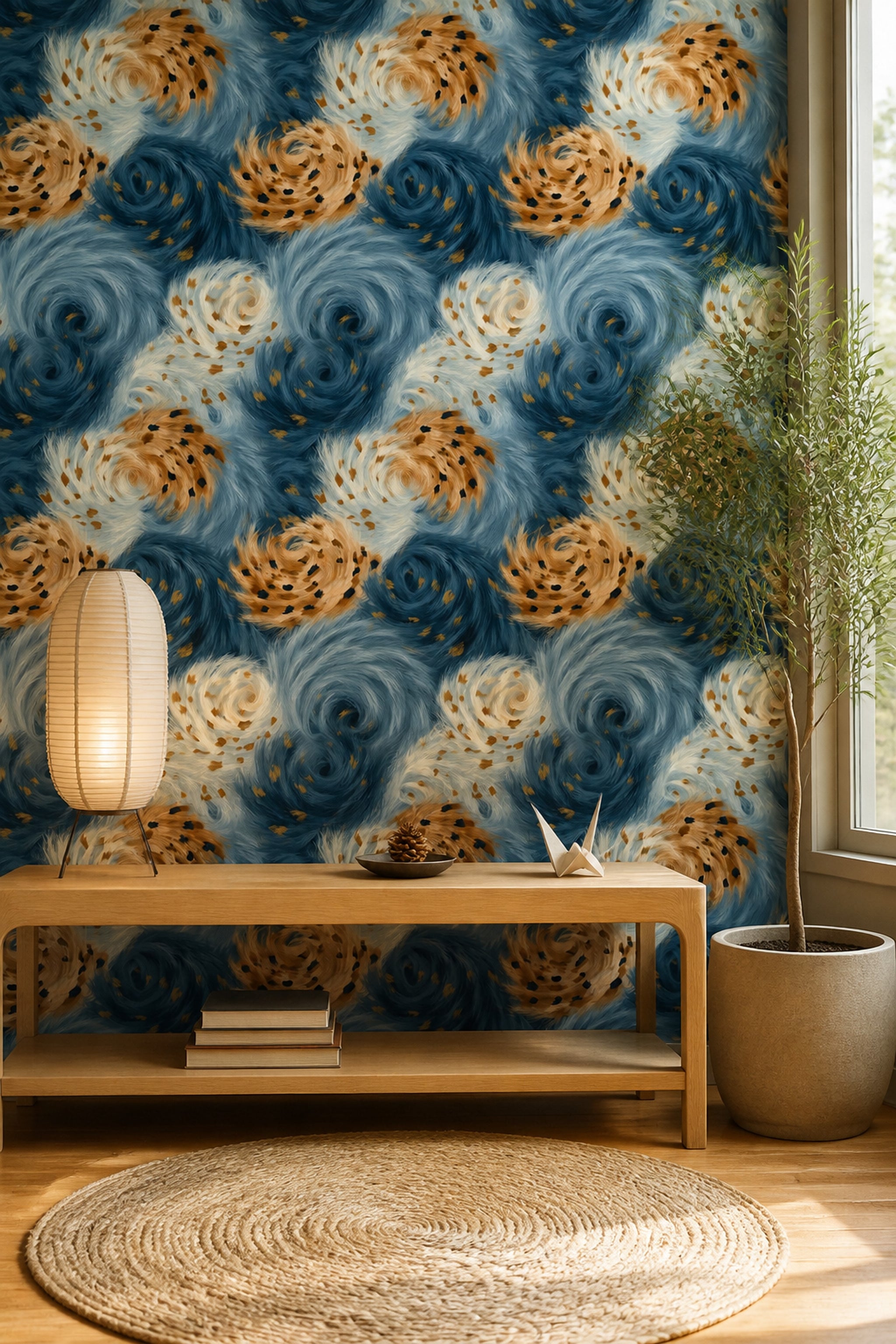 Abstract Wallpaper Animal Print Swirling Fur Texture Removable Wall Decor