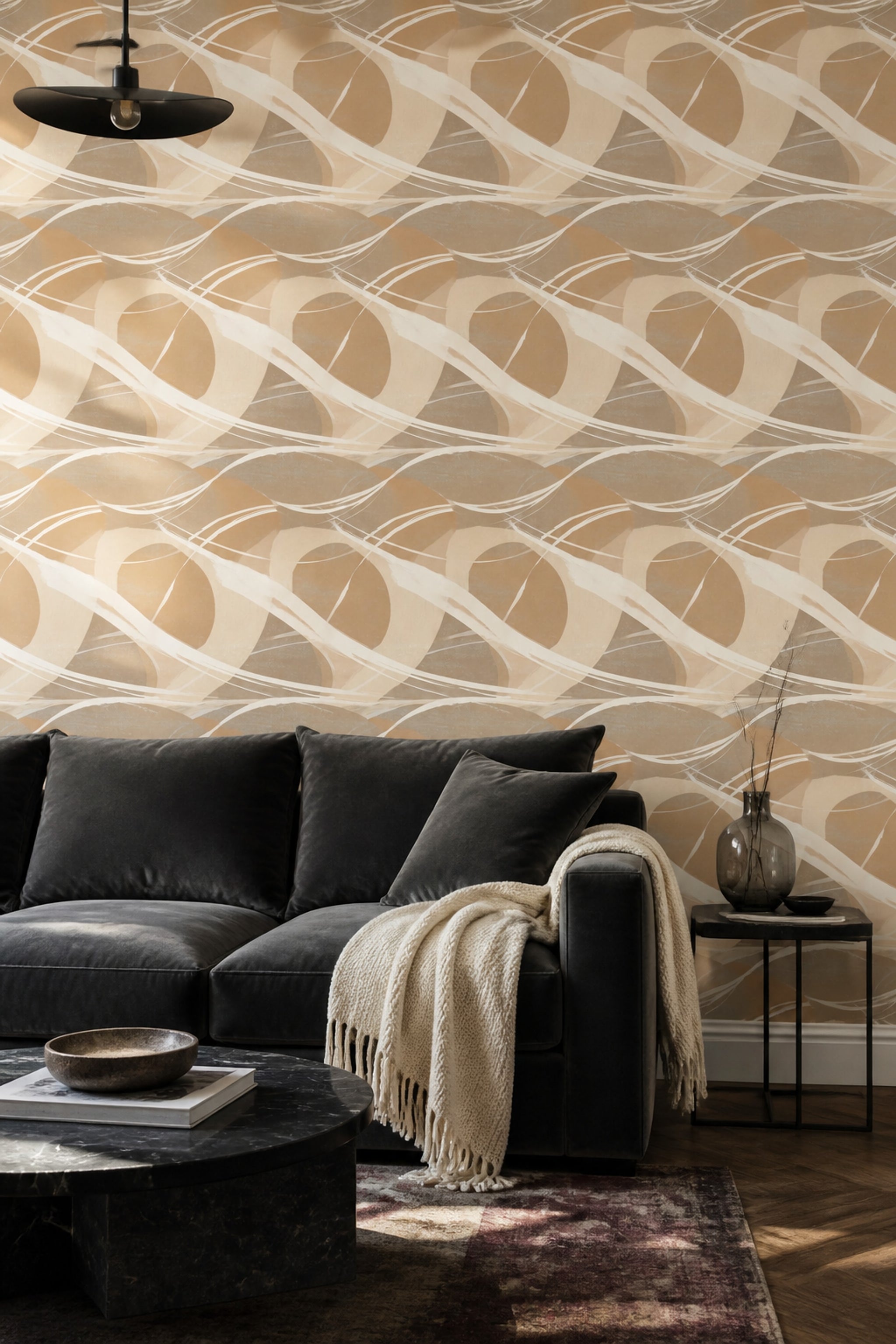 Geometric Shapes Wallpaper Beige Neutral Removable Cream Brushstrokes Wall Double Roll