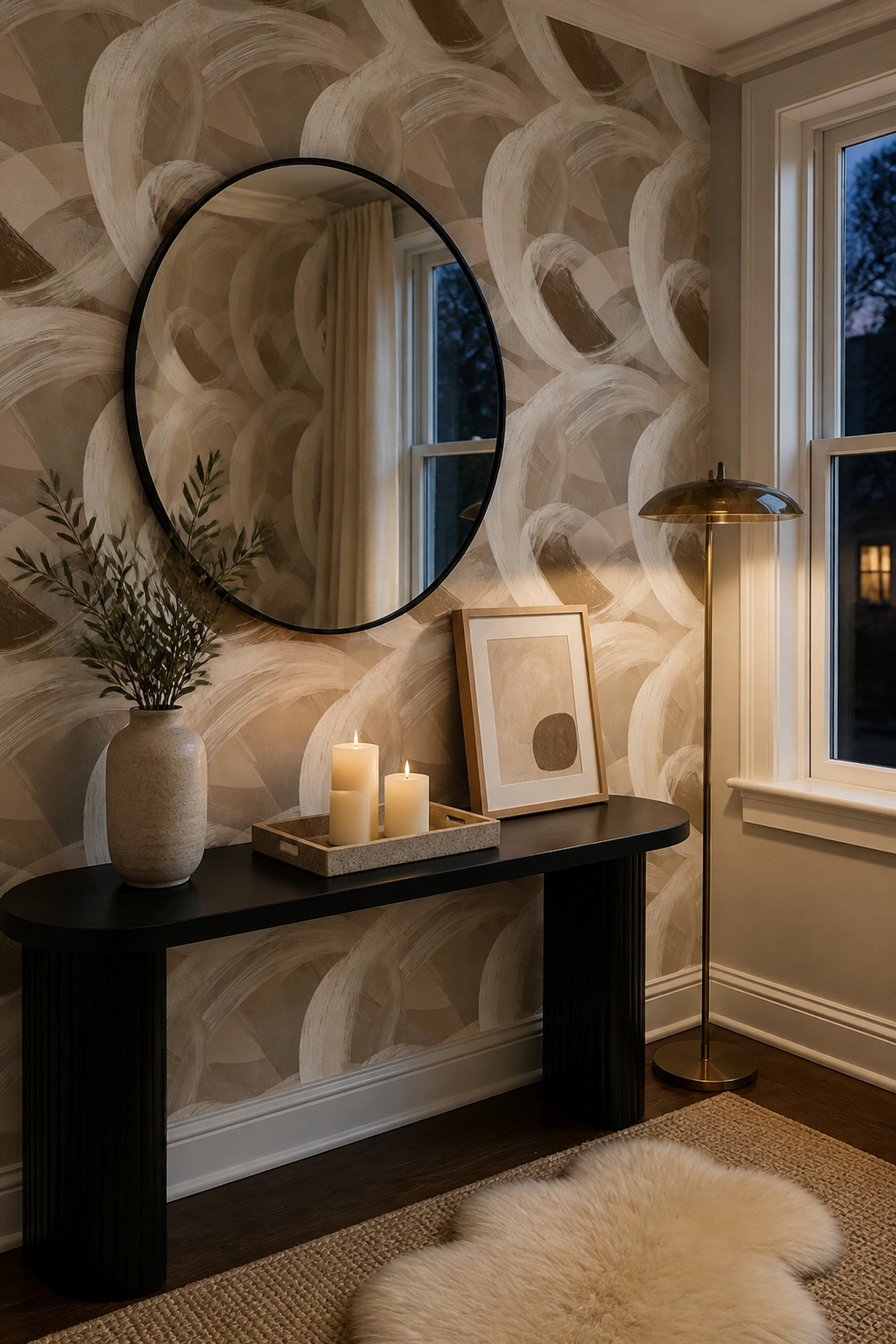 Painterly Brushstrokes Wallpaper Neutral Layered Curves Removable Wall Decor