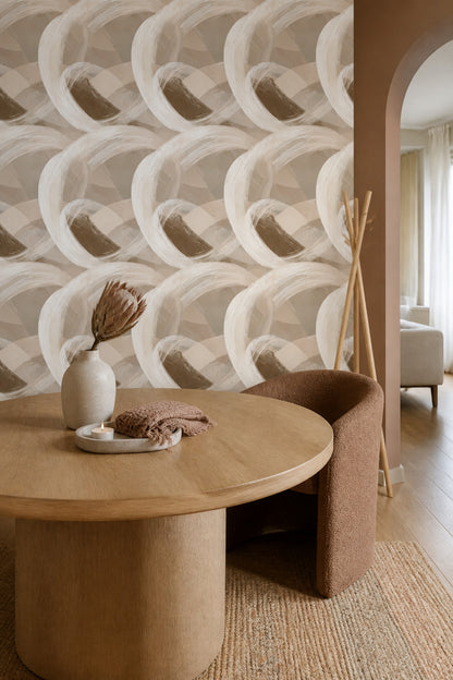 Painterly Brushstrokes Wallpaper Neutral Layered Curves Removable Wall Decor