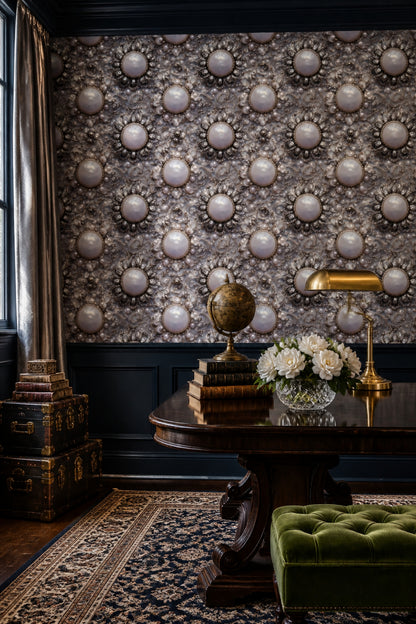 Abstract Wallpaper Pearls Removable Silver Metallic Wall Double Roll