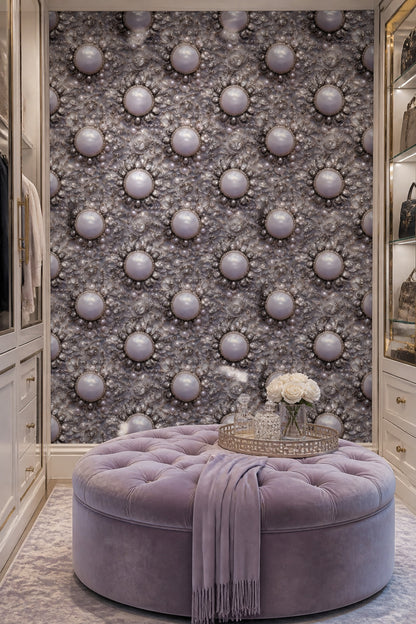 Abstract Wallpaper Pearls Removable Silver Metallic Wall Double Roll