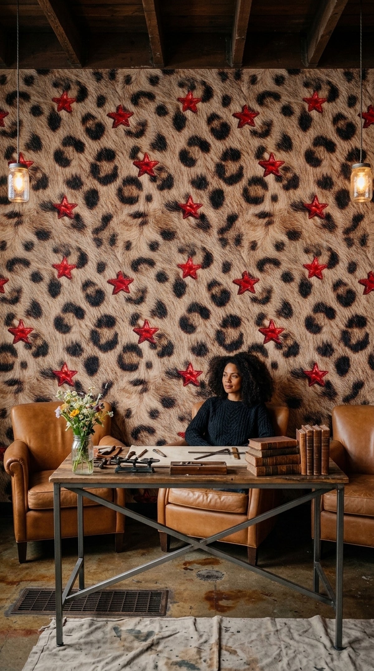 Leopard Print Wallpaper Animal Print Faux Fur Texture Decorative Mural