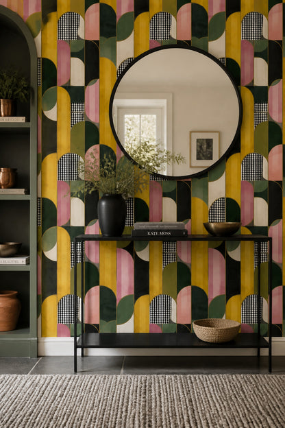 Mid-Century Modern Wallpaper Art Deco Arches Mid-Century Modern Decorative Mural
