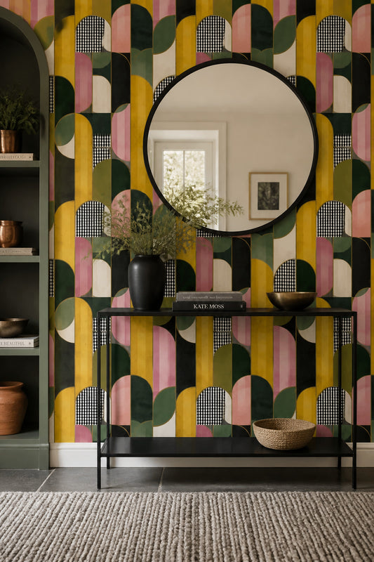 Mid-Century Modern Wallpaper Art Deco Arches Mid-Century Modern Decorative Mural