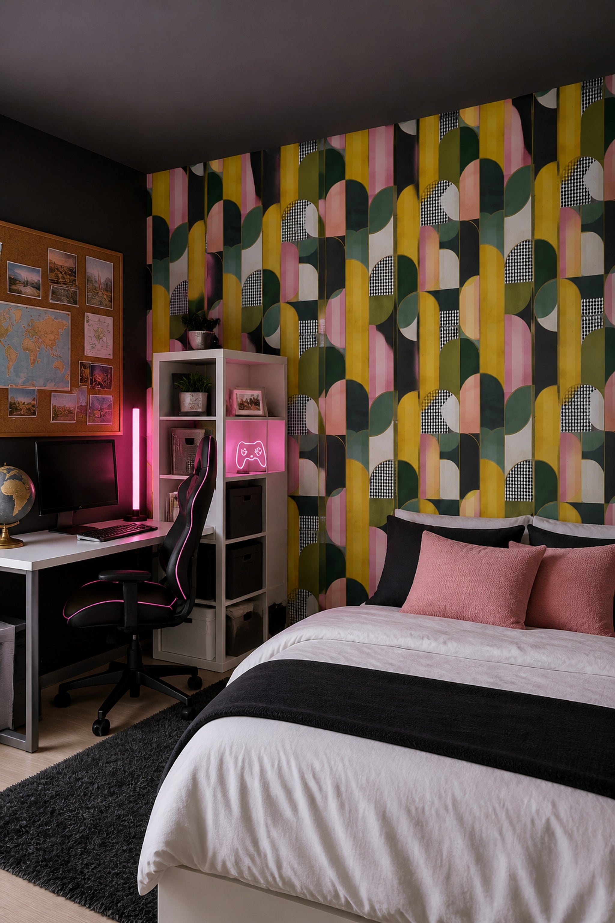 Mid-Century Modern Wallpaper Art Deco Arches Mid-Century Modern Decorative Mural