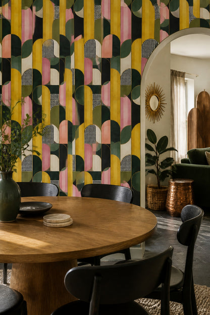 Mid-Century Modern Wallpaper Art Deco Arches Mid-Century Modern Decorative Mural
