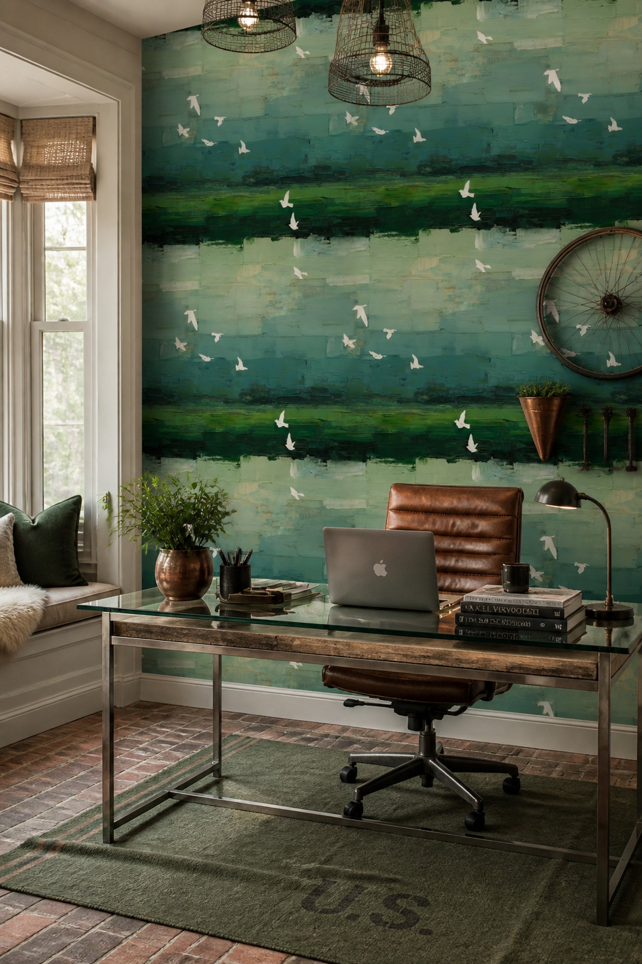 Birds In Flight Wallpaper Abstract Removable Moody Wall Double Roll