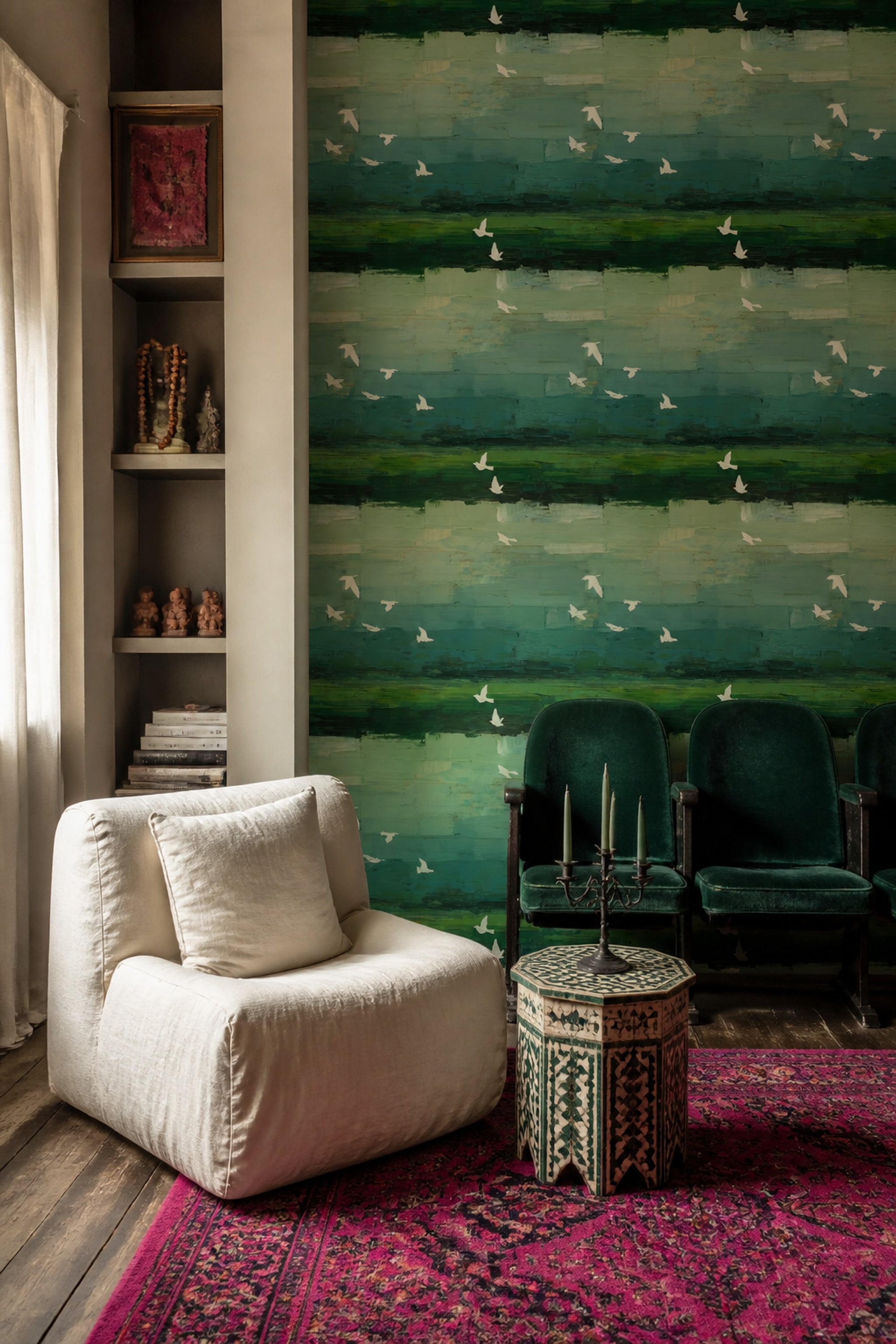 Birds In Flight Wallpaper Abstract Removable Moody Wall Double Roll