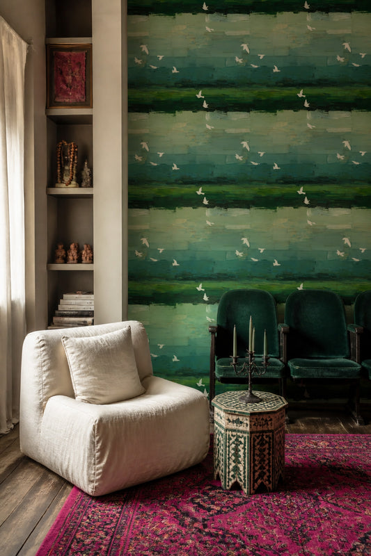Birds In Flight Wallpaper Abstract Removable Moody Wall Double Roll