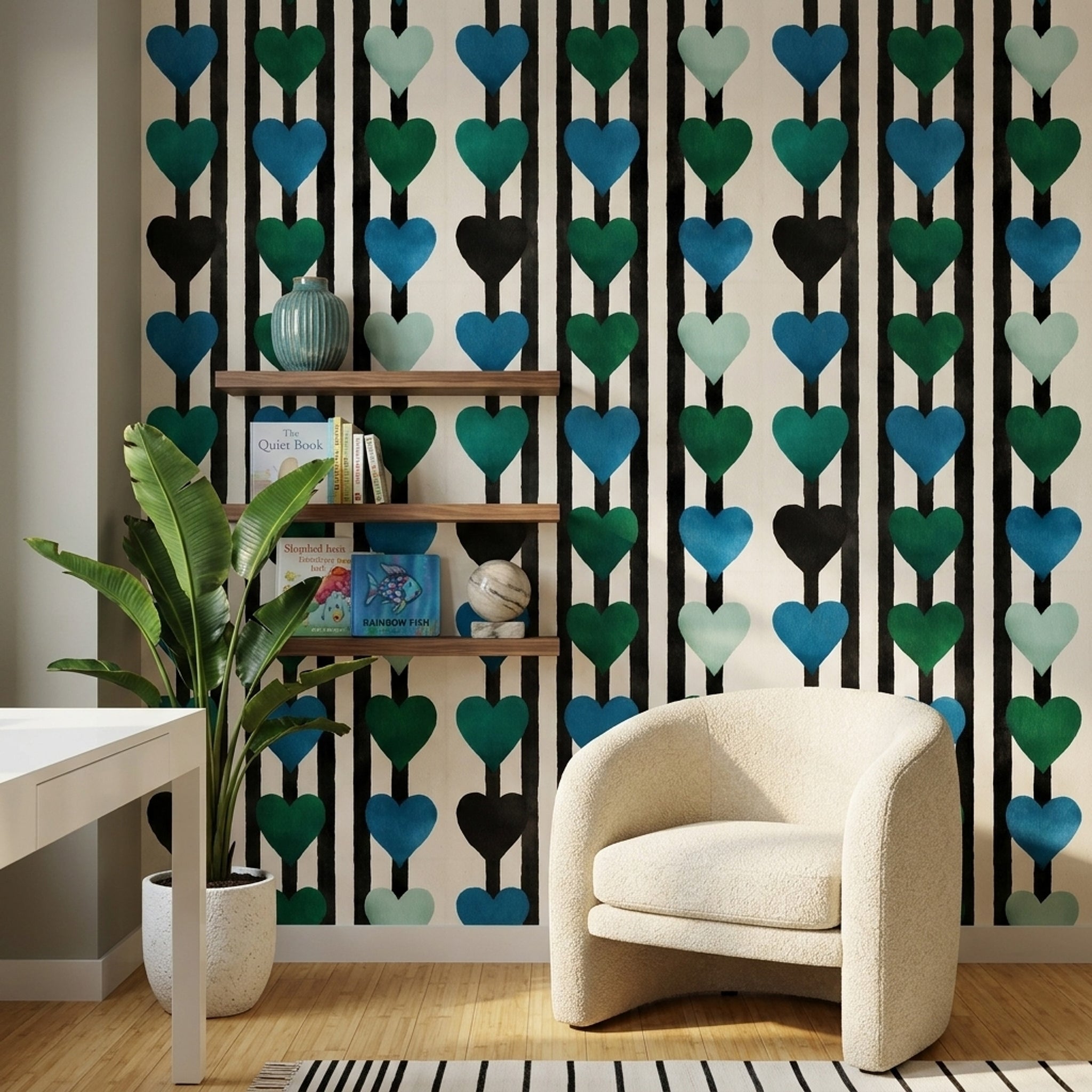 Solid Black Wallpaper Graphic Striped Removable Wall Decor