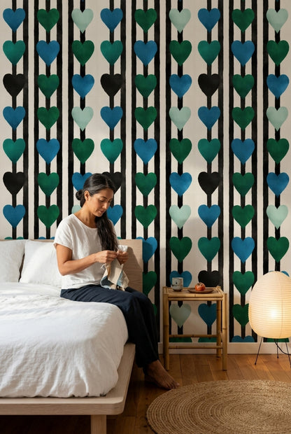Solid Black Wallpaper Graphic Striped Removable Wall Decor