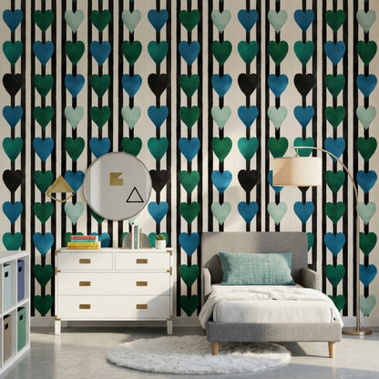 Solid Black Wallpaper Graphic Striped Removable Wall Decor