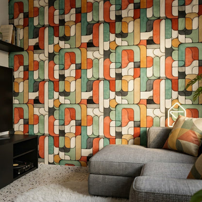 Mid Century Modern Wallpaper Retro Geometric Decorative Mural