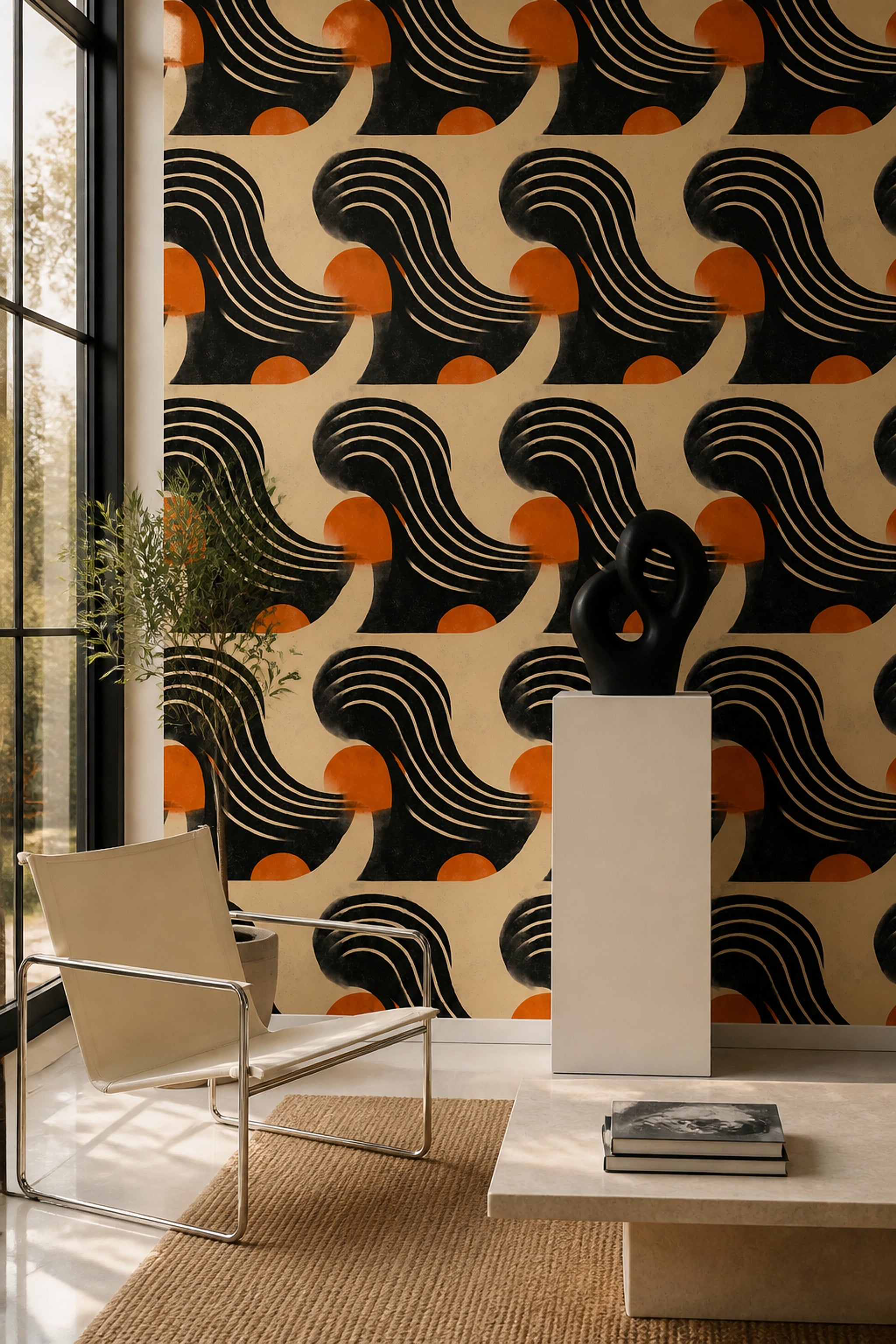 Mid Century Modern Wallpaper Retro Removable Abstract Wall Double Roll