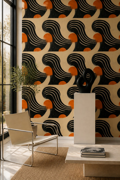 Mid Century Modern Wallpaper Retro Removable Abstract Wall Double Roll