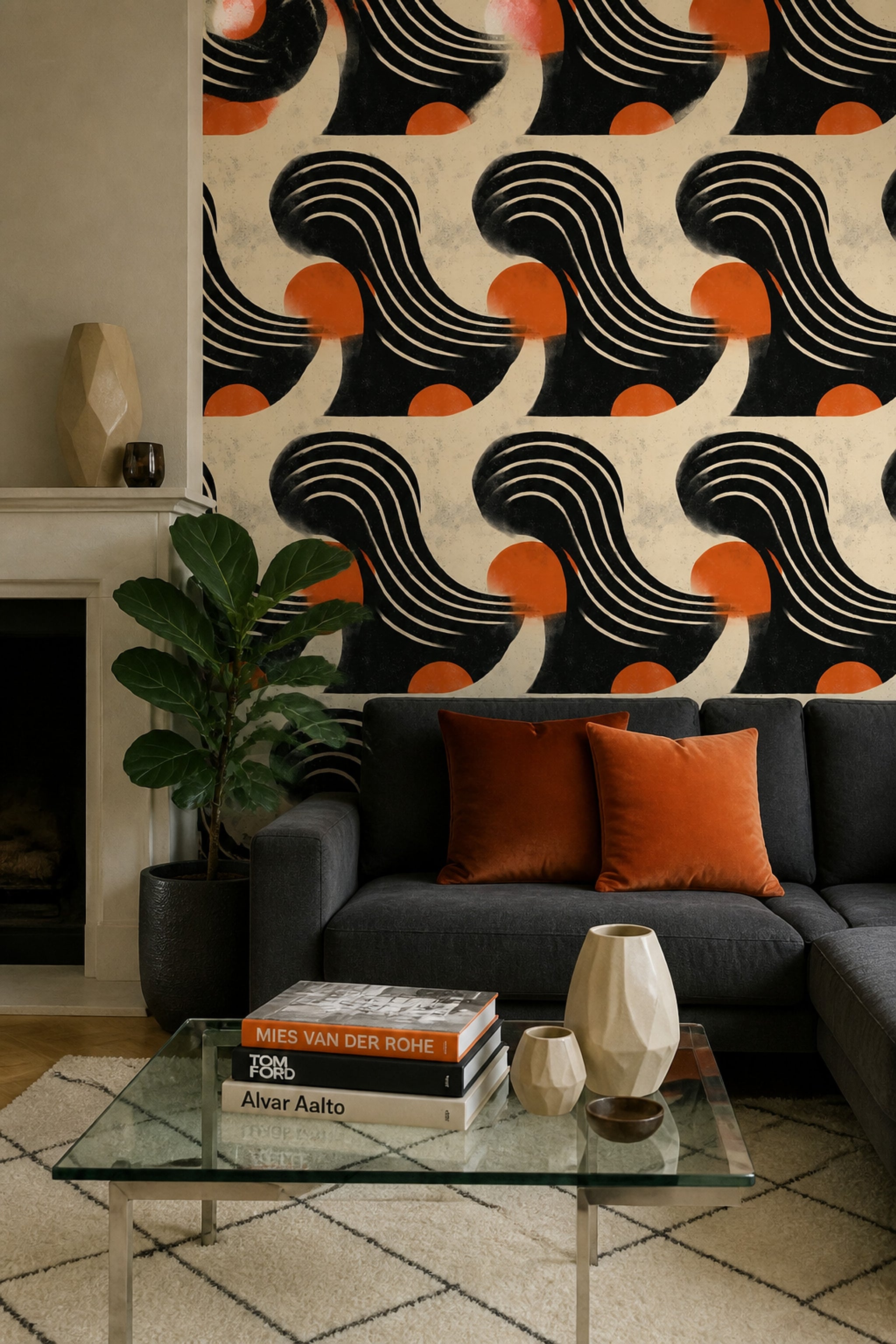 Mid Century Modern Wallpaper Retro Removable Abstract Wall Double Roll