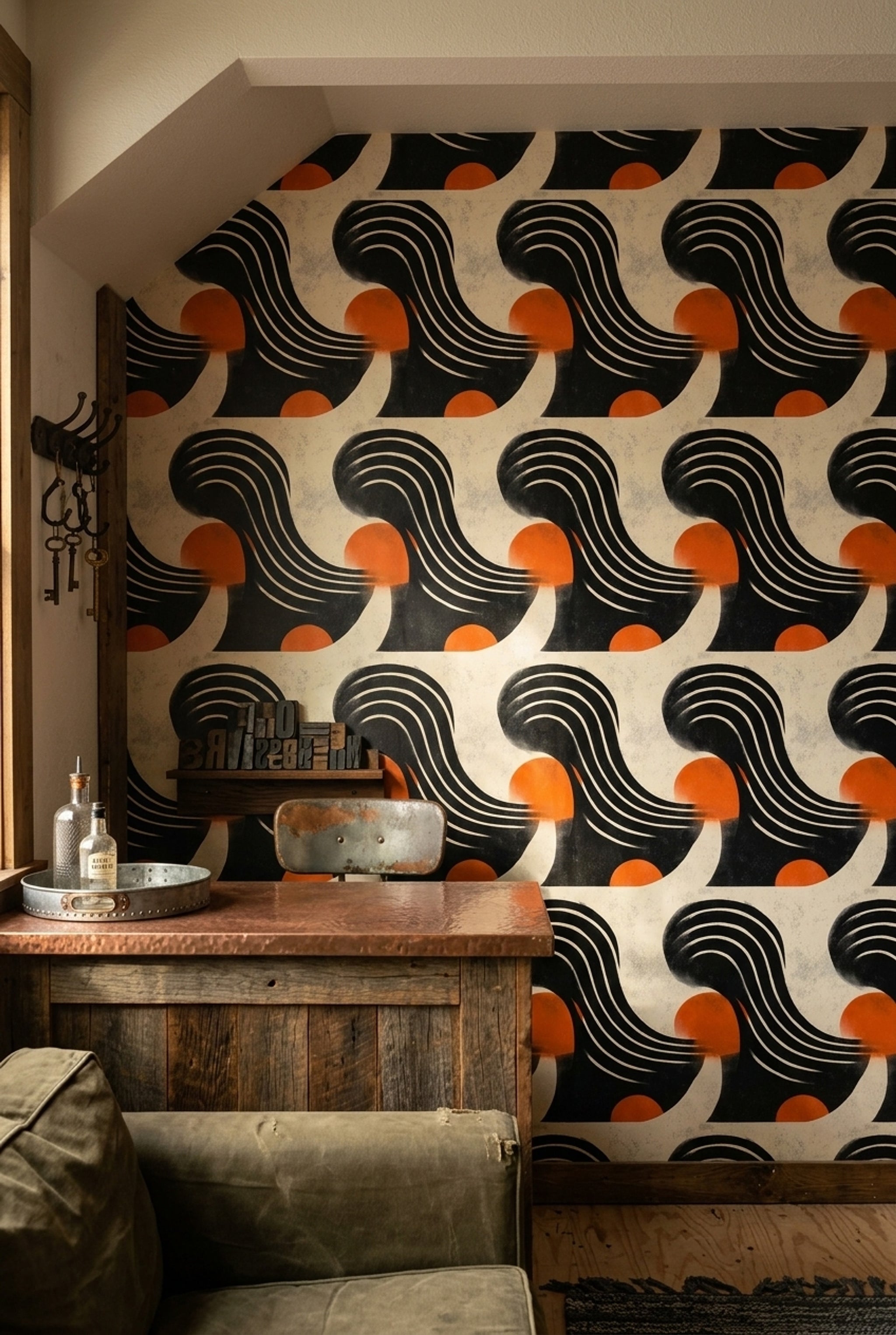 Mid Century Modern Wallpaper Retro Removable Abstract Wall Double Roll