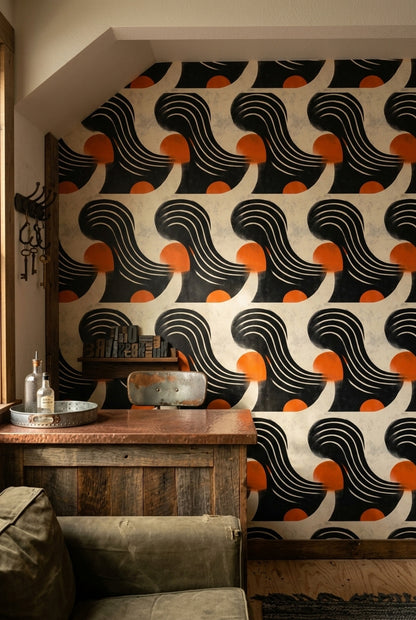 Mid Century Modern Wallpaper Retro Removable Abstract Wall Double Roll