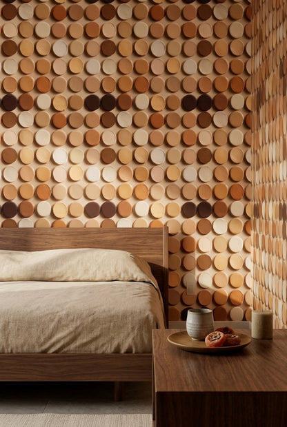 Neutral Palette Wallpaper Circular Swatches Geometric Repeat Decorative Mural