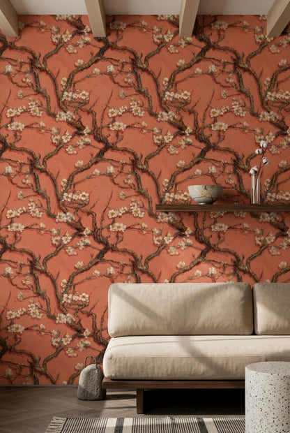 Background White Wallpaper Spring Blossoms Branch Decorative Mural