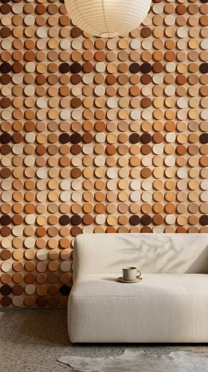 Neutral Palette Wallpaper Circular Swatches Geometric Repeat Decorative Mural