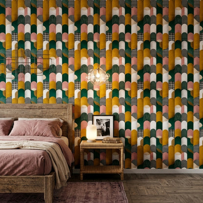 Mid Century Modern Wallpaper Retro Geometric Removable Wall Decor