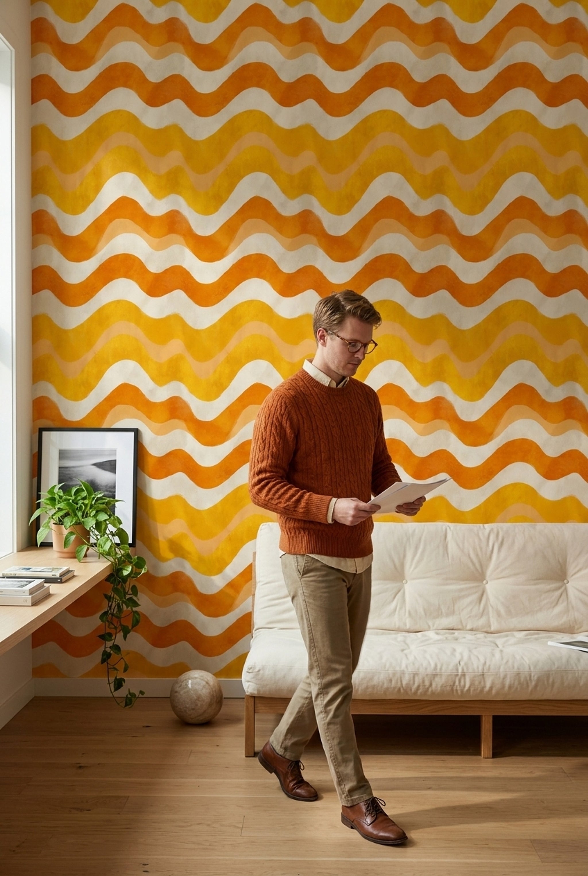 Watercolor Texture Wallpaper Mid Century Modern Removable Wall Decor