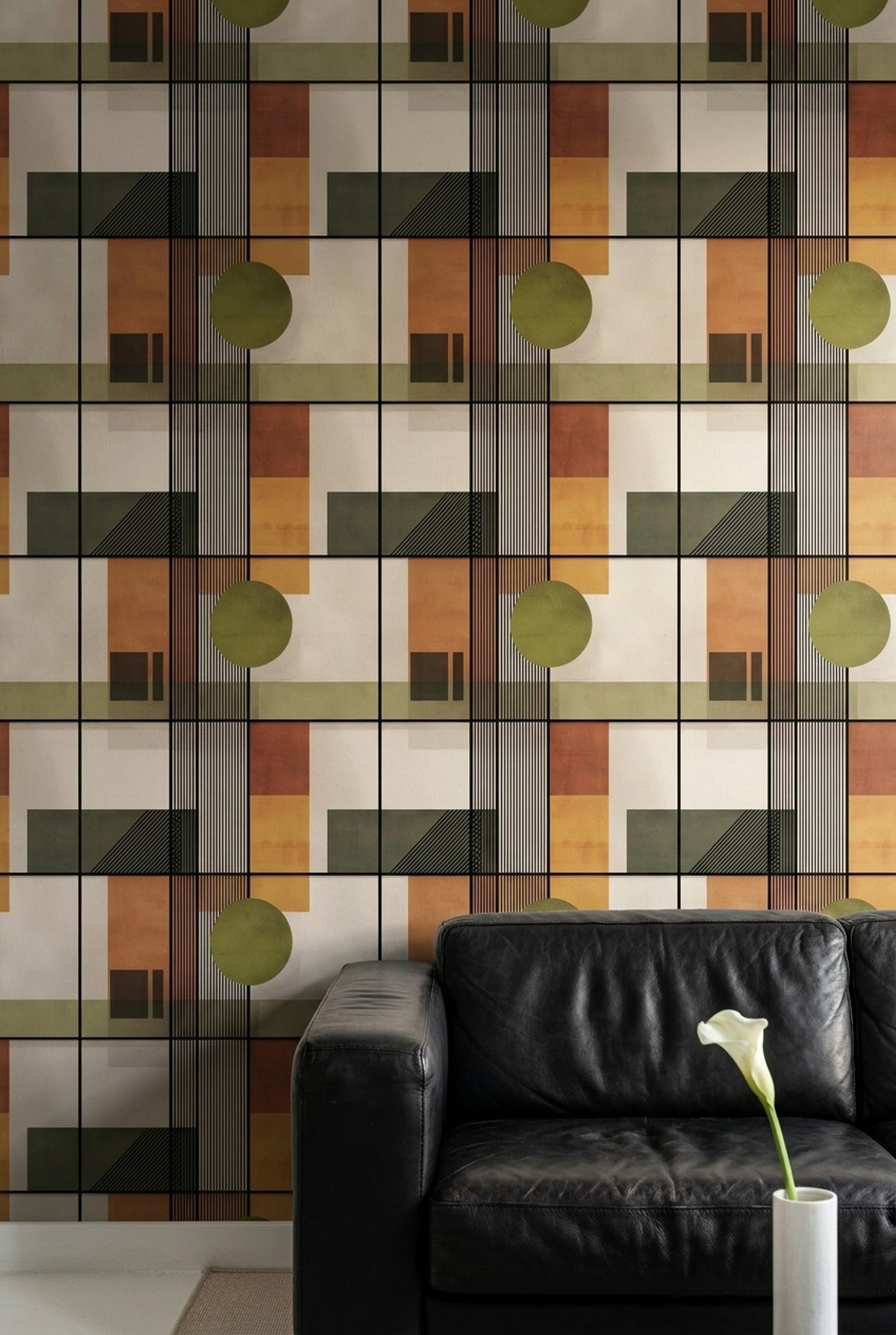 Mid Century Modern Wallpaper Geometric Abstract Decorative Mural