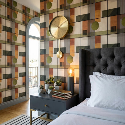Mid Century Modern Wallpaper Geometric Abstract Decorative Mural