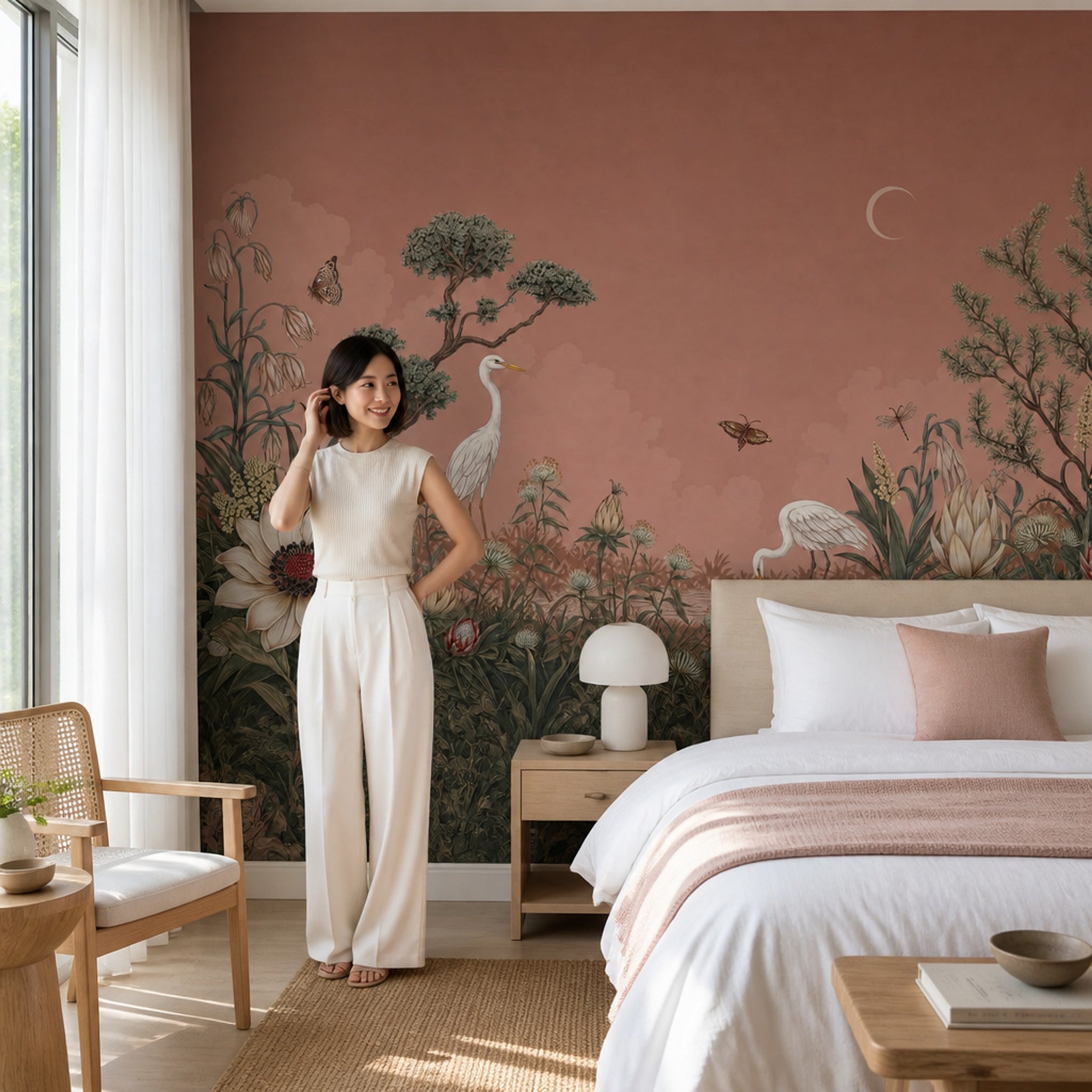 Muted Green Wallpaper Vintage Botanical Wall Mural