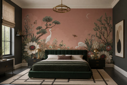Muted Green Wallpaper Vintage Botanical Wall Mural
