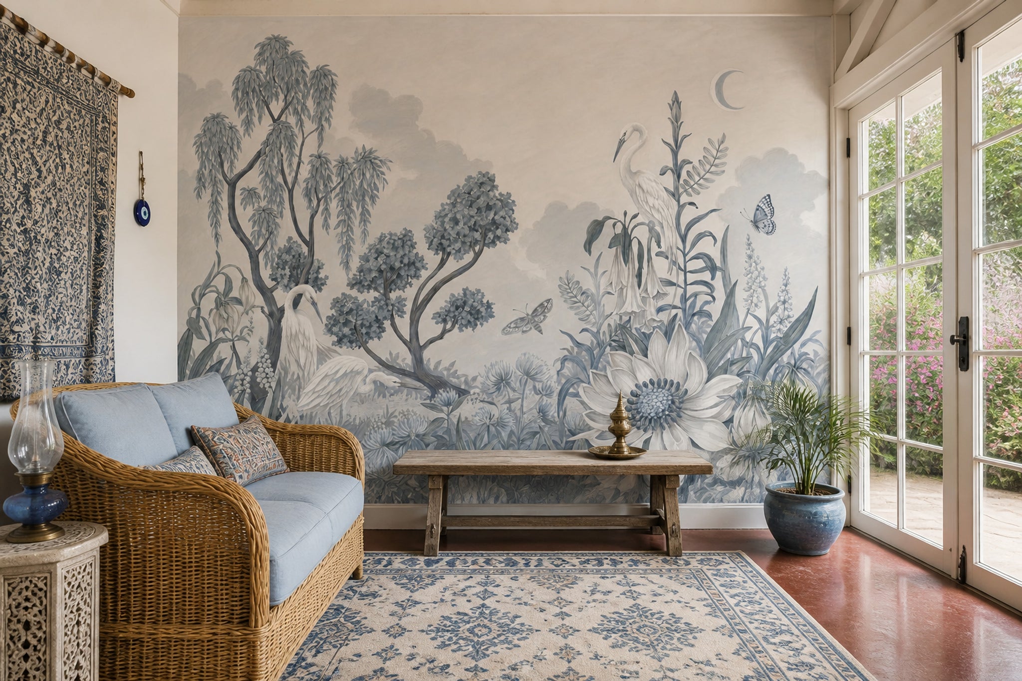 White Background Wallpaper Neutral Watercolor Wall Mural