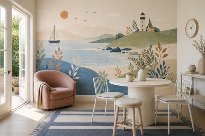 Watercolor Texture Wallpaper Coastal Nautical Wall Mural