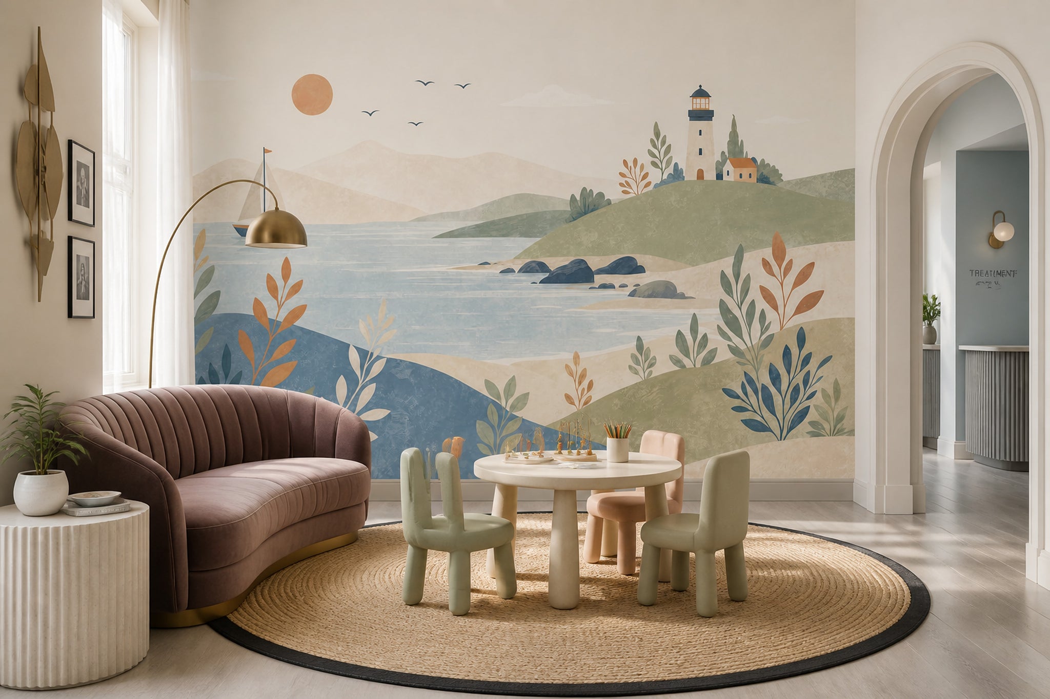 Watercolor Texture Wallpaper Coastal Nautical Wall Mural