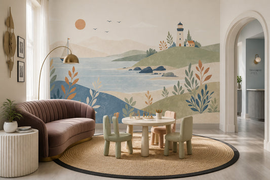 Watercolor Texture Wallpaper Coastal Nautical Wall Mural