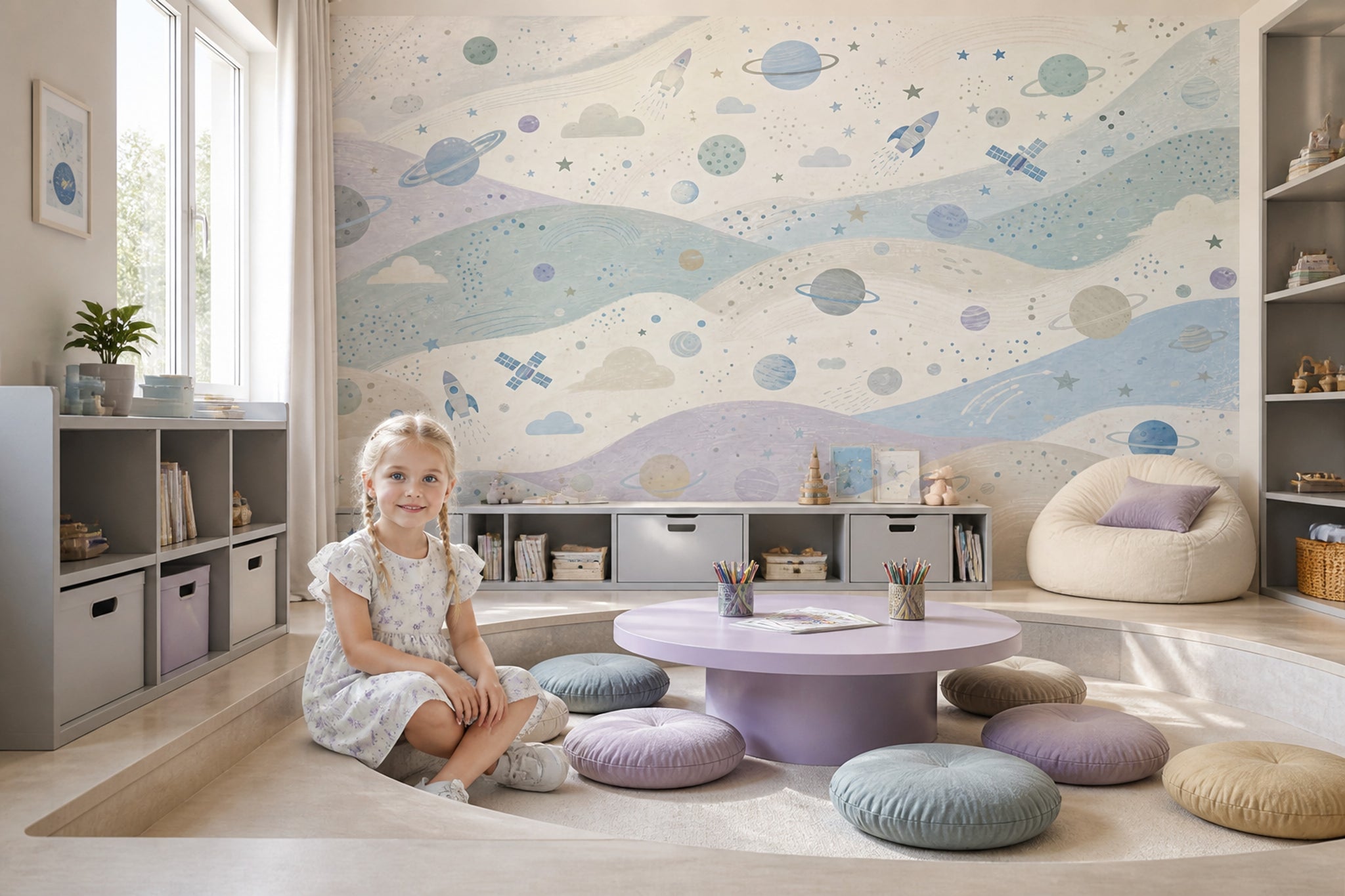 Watercolor Texture Wallpaper Painted Wash Removable Pastel Space Wall Decor