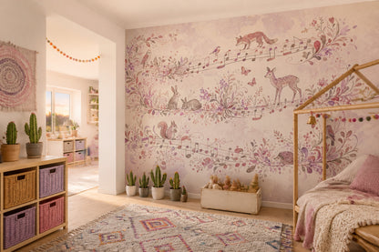 Woodland Animals Wallpaper Watercolor Whimsical Wall Mural