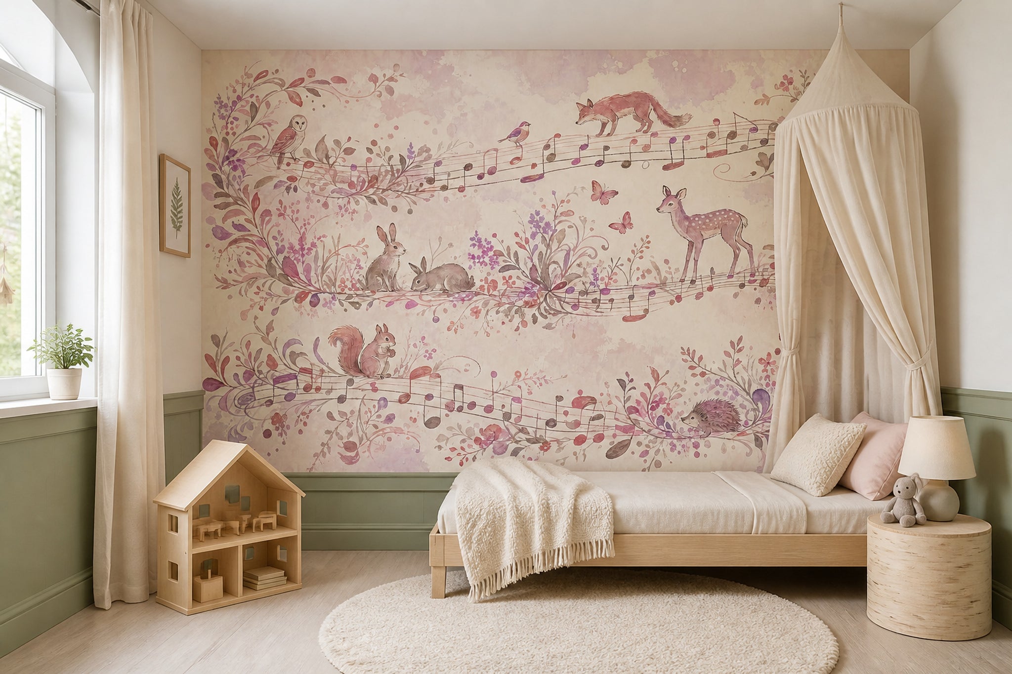 Woodland Animals Wallpaper Watercolor Whimsical Wall Mural