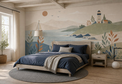 Watercolor Texture Wallpaper Coastal Nautical Wall Mural