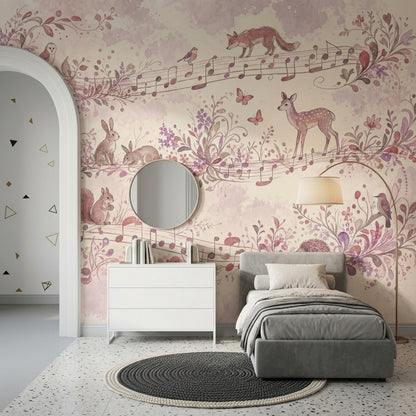 Woodland Animals Wallpaper Watercolor Whimsical Wall Mural