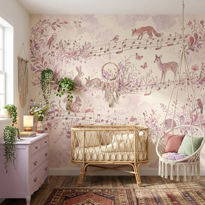 Woodland Animals Wallpaper Watercolor Whimsical Wall Mural